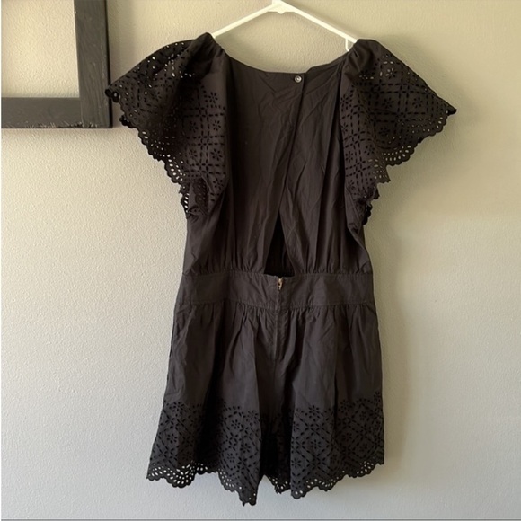 Rebecca Taylor La Vie Agatha Embroidered Eyelet Flutter Sleeve Romper - Picture 8 of 15